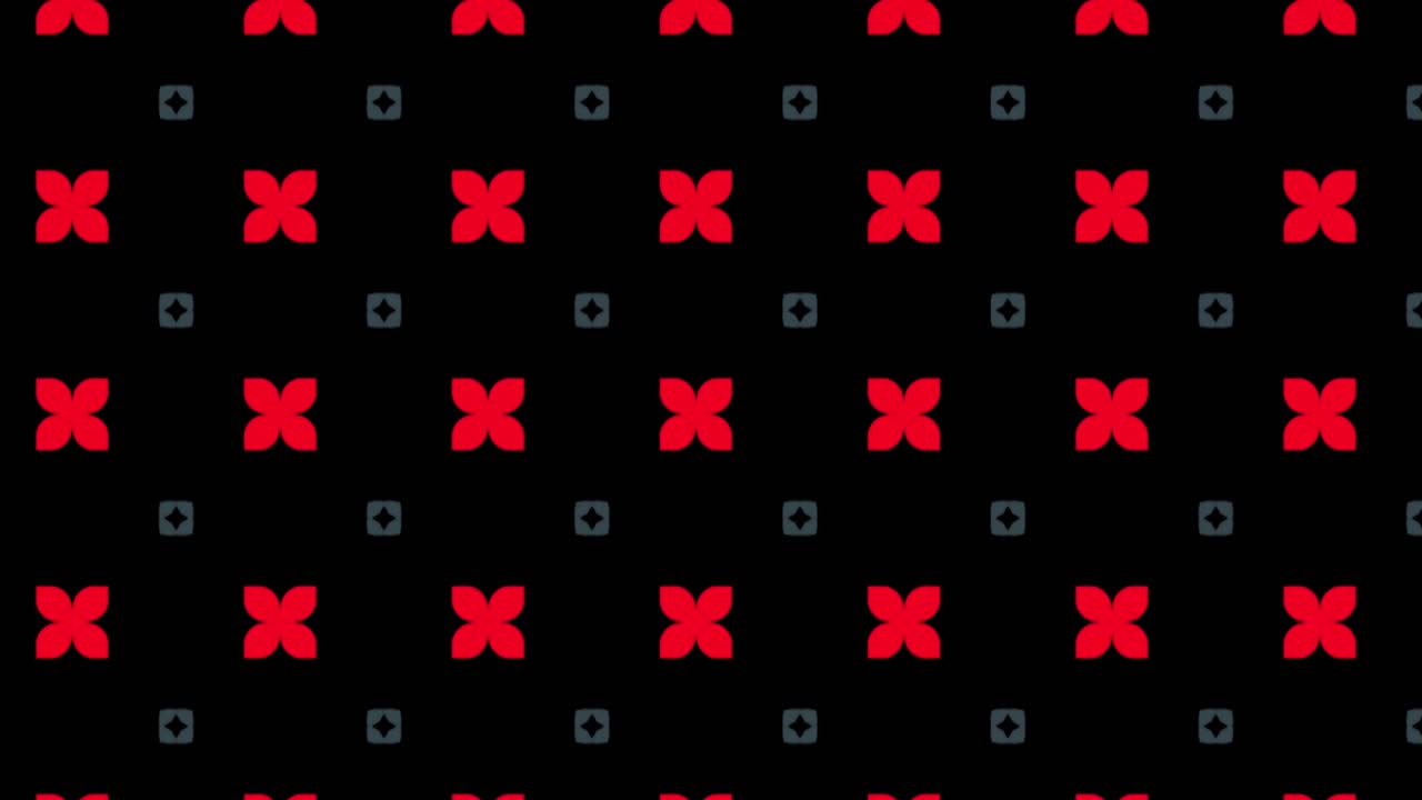 A seamless pattern of colorful squares and floral shapes