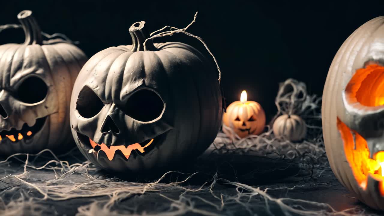 espeluznantes calabazas de halloween con velas