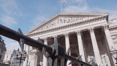 spiked fences in front of the bank of england in london