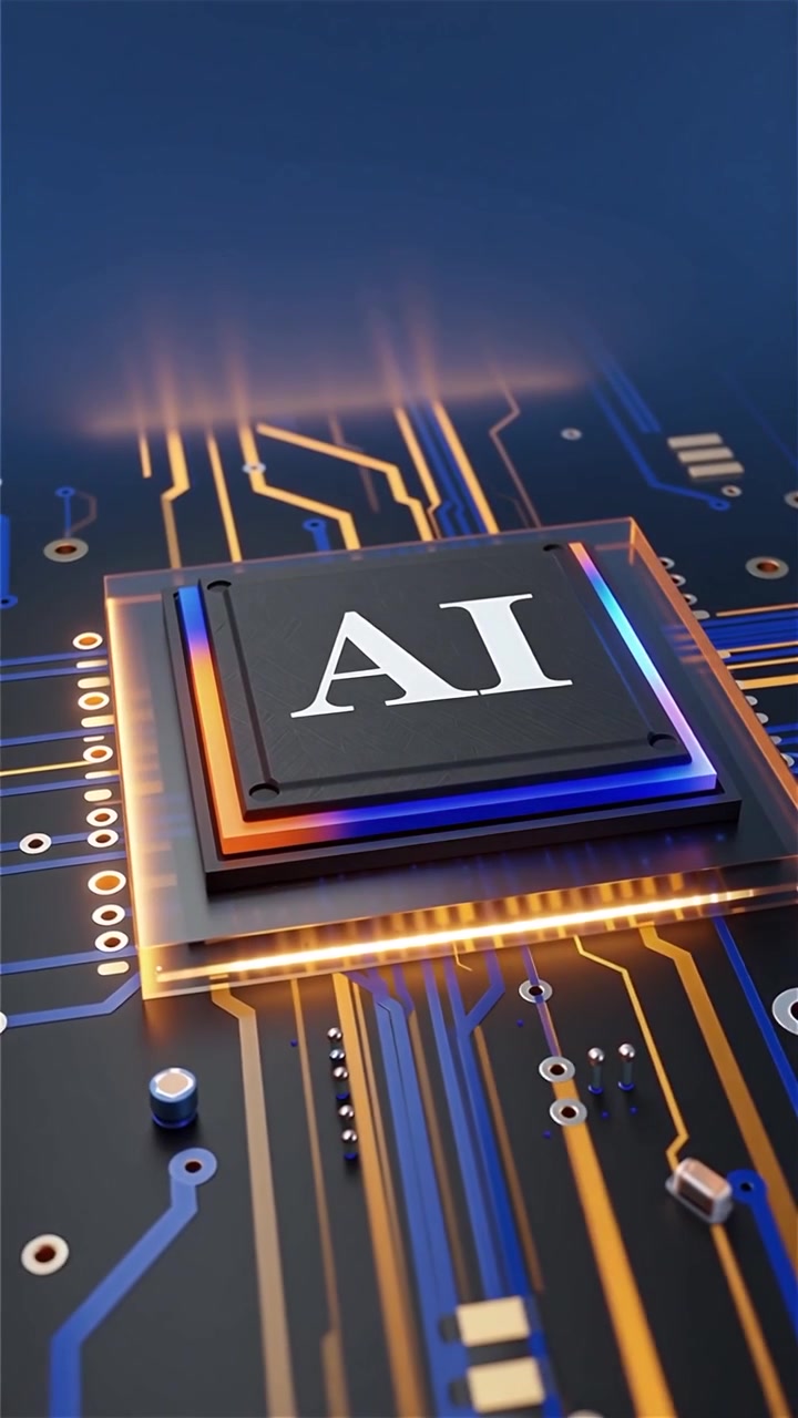 Futuristic AI Chip Motherboard Technology Background