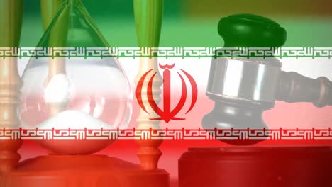 Digitally-composite-of-grunge-Iran-Flag-and-hour-glass-4k