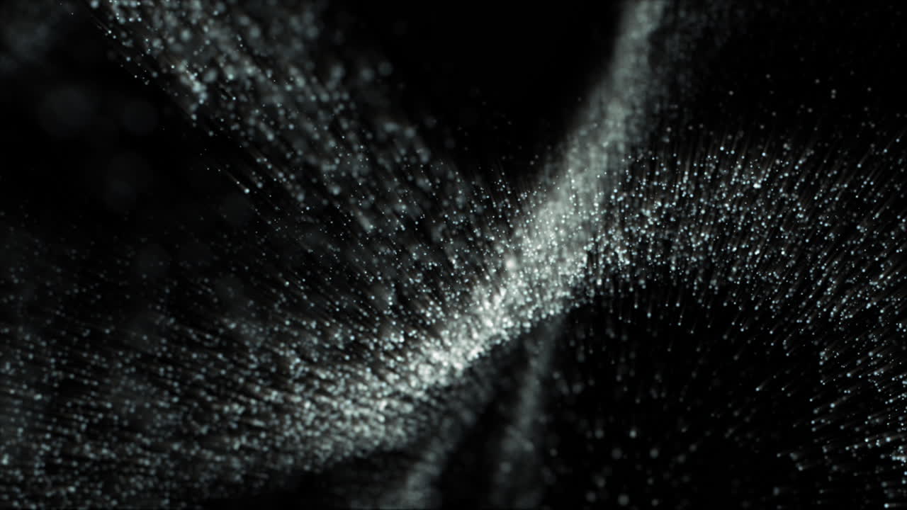 Digitally generated motion graphic mysterious dark energy and evil abstract particles flowing in the cyber Abyss, technology de-focus background