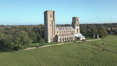 anglican parish church of wymondham abbey with distinctive structure in norfolk, england