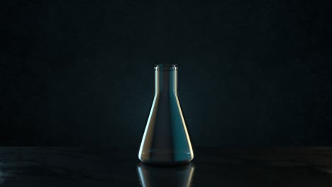 Loop conversion of chemistry glassware with dark background, 3d rendering.