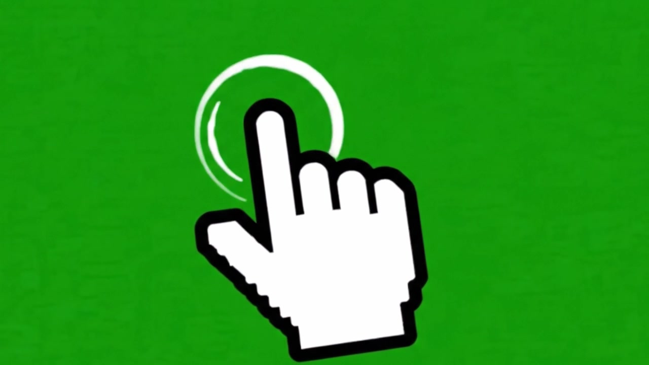 A Simplistic Animation Featuring a Hand Cursor Appearing on a Vibrant Green Background, Indicating Interaction and Engagement in a Digital Environment