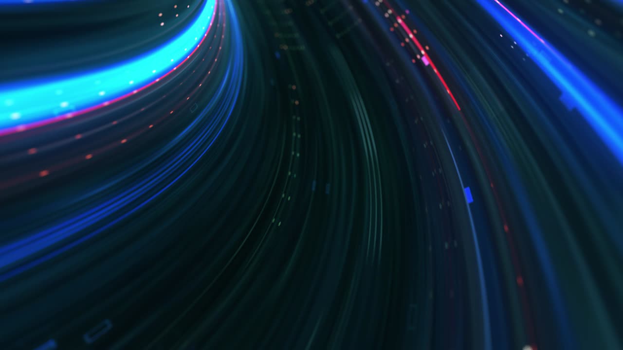 Abstract neon lights Sci-Fi futuristic Hi Tech virtual reality tunnel. Futuristic motion graphic. Ultra violet neon light glow. 4k 3D rendering, Seamless loop