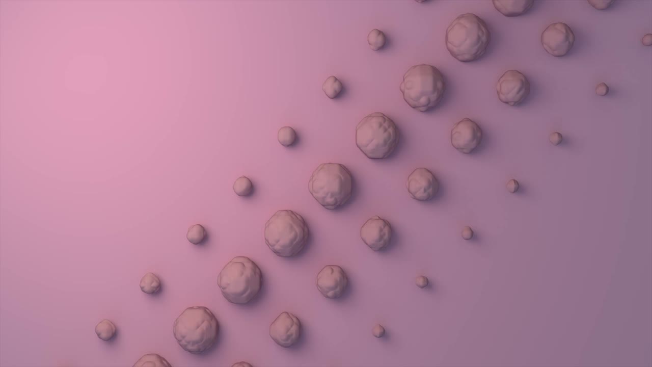Abstract animation with gradually appearing balls in rows