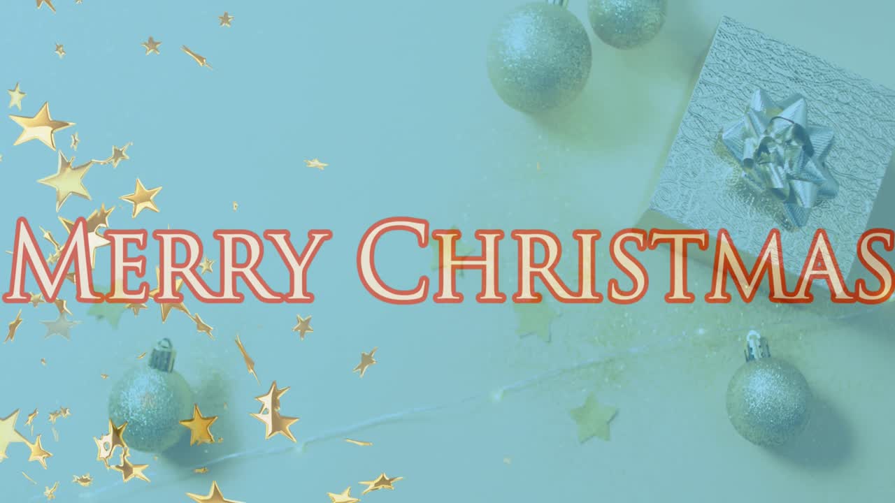 este video es una animación de un texto de feliz navidad con estrellas cayendo