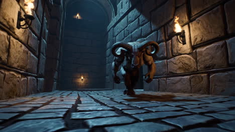 dark dungeon monster in a stone corridor