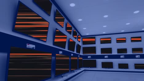 animation of rows of television sets in store with pattern on screens