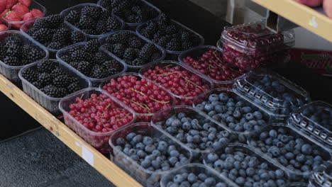 assorted fresh berries display at market