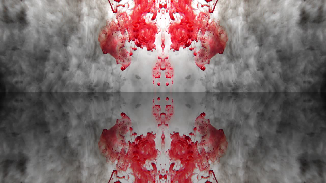 pintura roja simétrica flujo orgánico 4k.