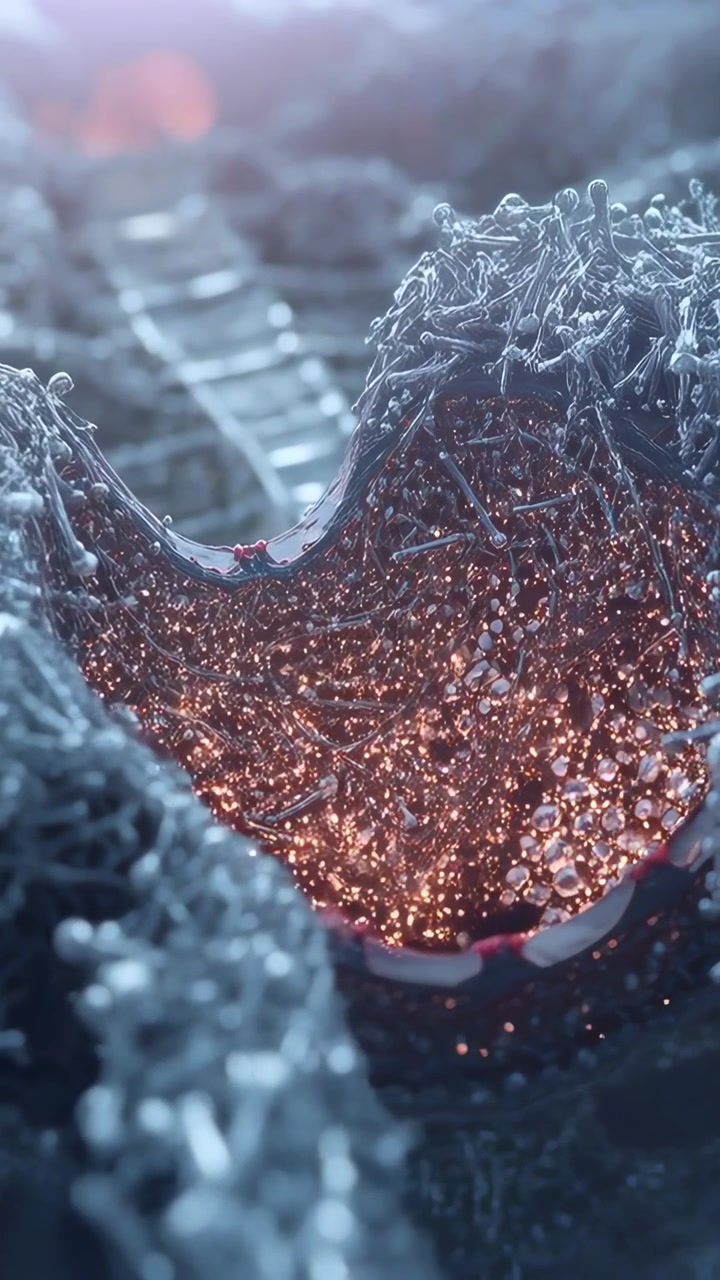 Vertical video: Pushing camera forward, revealing mesh to expose lit embers and fringe in studio