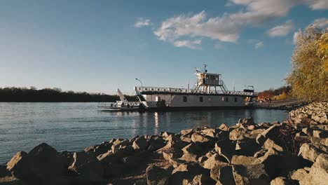 the main ferry waiting in the harbor station in its central place of vac