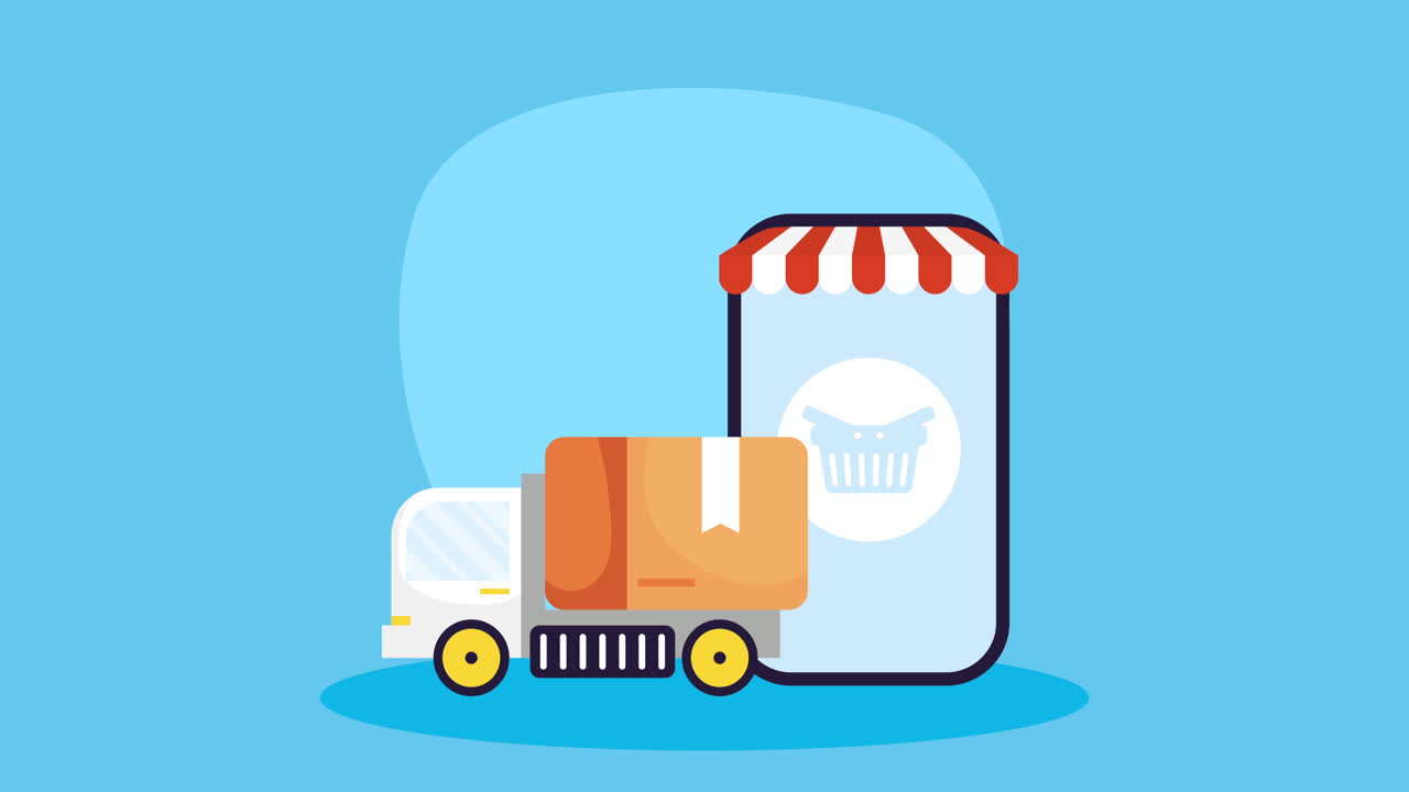 servicio de aplicaciones de comercio electrónico en animación de teléfonos inteligentes