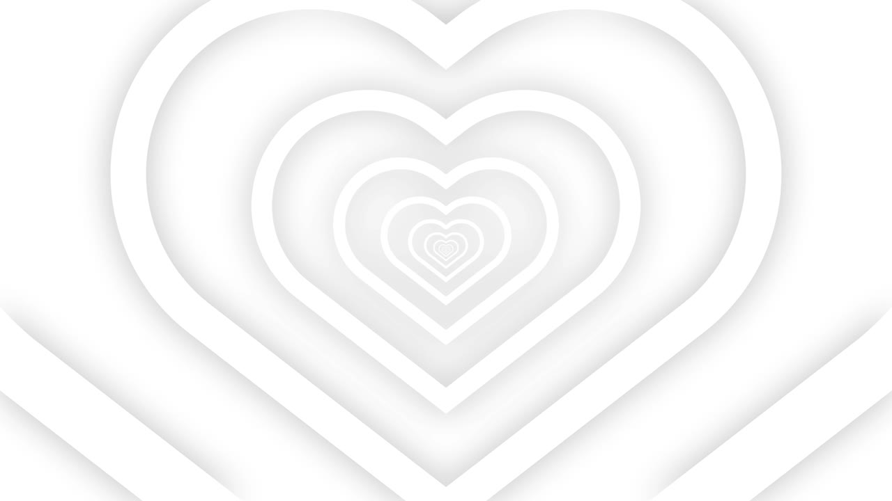White Hearts infinite tunel Background with Soft Shadow Loop footage