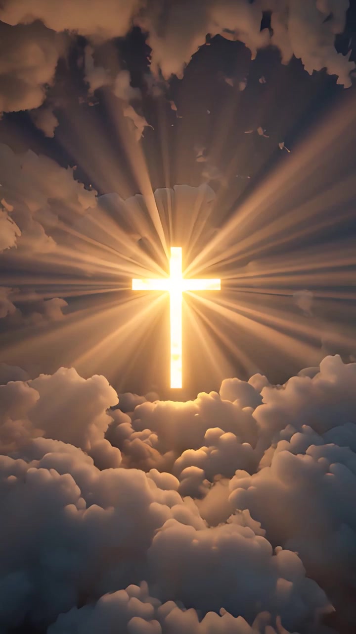 Sfondo per Adorazione 4K: Croce Cristiana e Luce Celeste