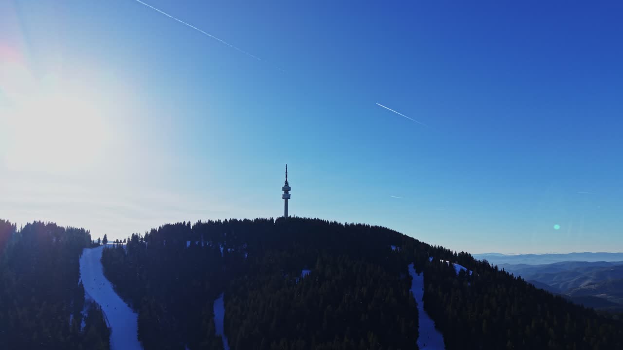 View from a mountain in the Carpathians, Bulgaria during a clear day