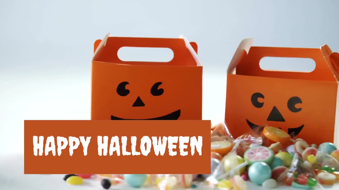 feliz halloween con el truco de las cestas de golosinas