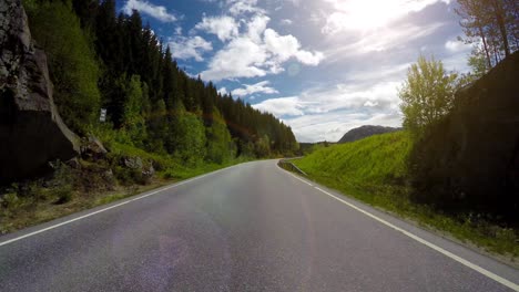 driving a car on a road in norway