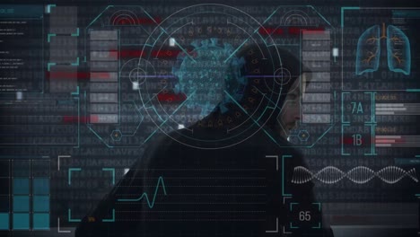 Animación-Del-Procesamiento-De-Datos-Sobre-Un-Hacker-Con-Computadora