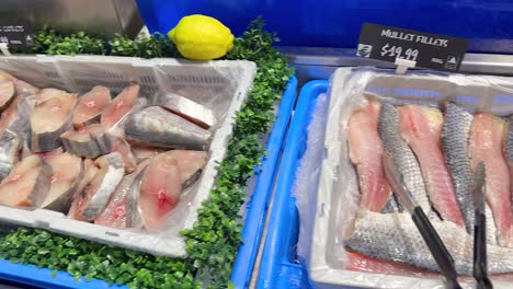 variety of fresh fish and seafood on display