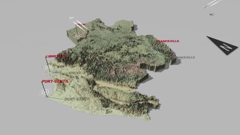 mapa del terreno en 3d de gabón