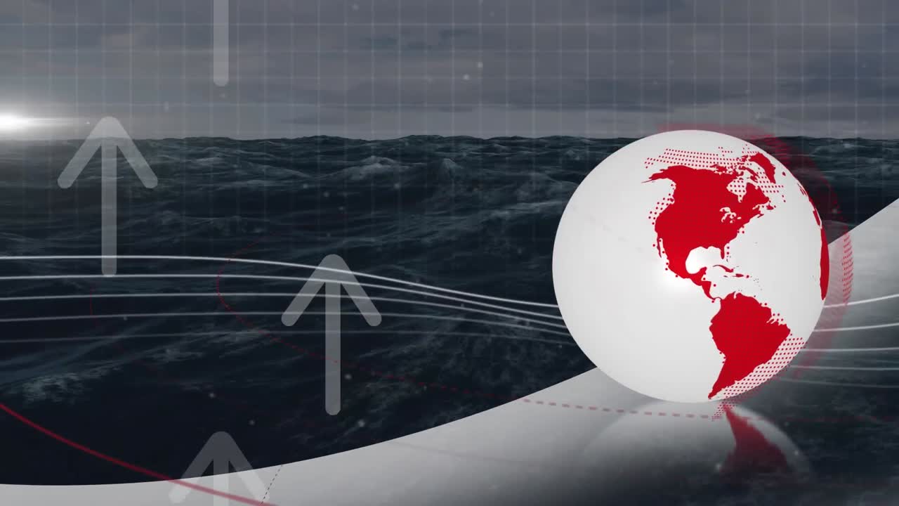 바다 파도에 대한 연결 네트워크의 애니메이션