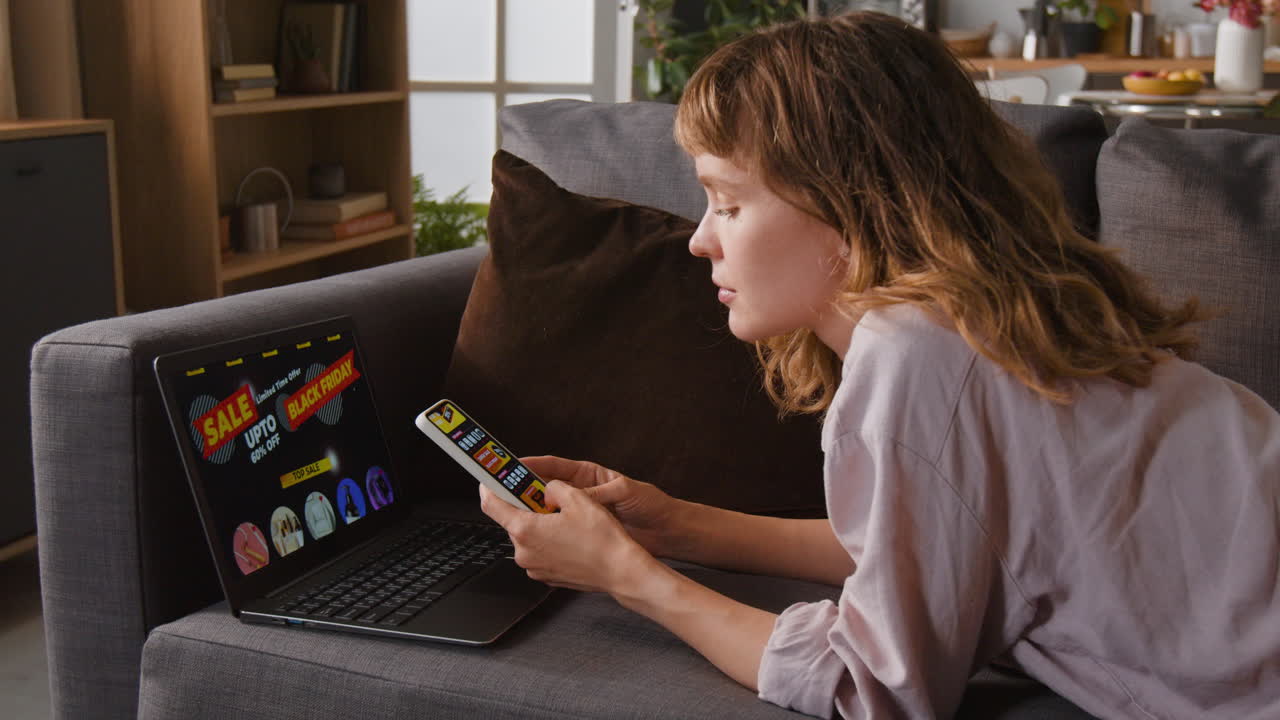 Woman shopping online on Black Friday