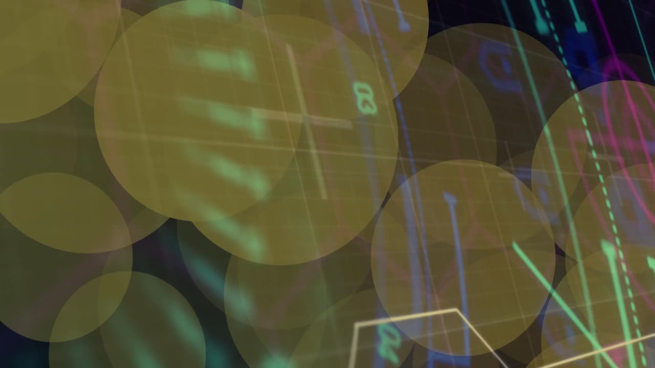 animación de puntos que se mueven sobre el círculo de procesamiento en fondo negro