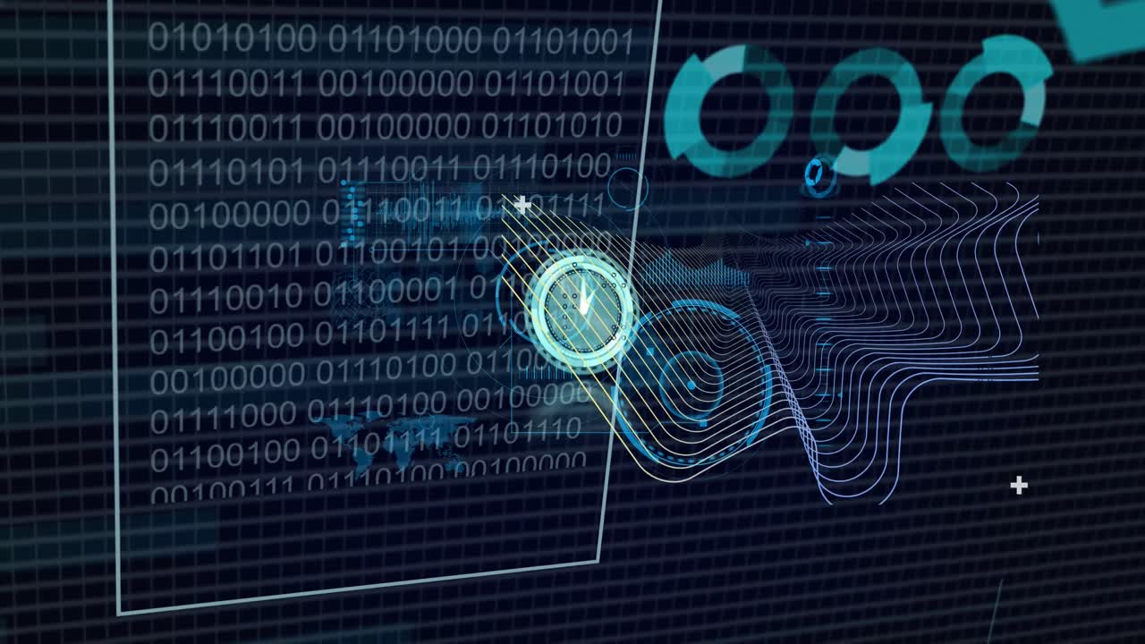 Animation of financial data processing over binary coding