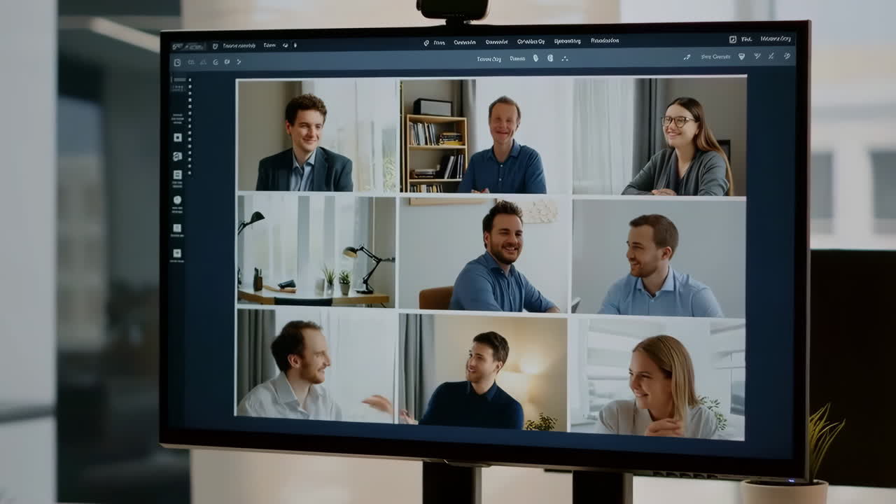 Video Conference Call on Monitor
