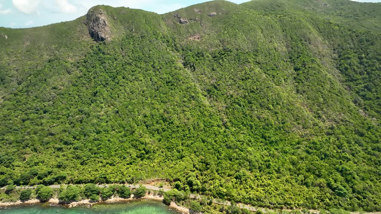 Mountains And Seascape In Con Dao Island, Vietnam - Drone Shot