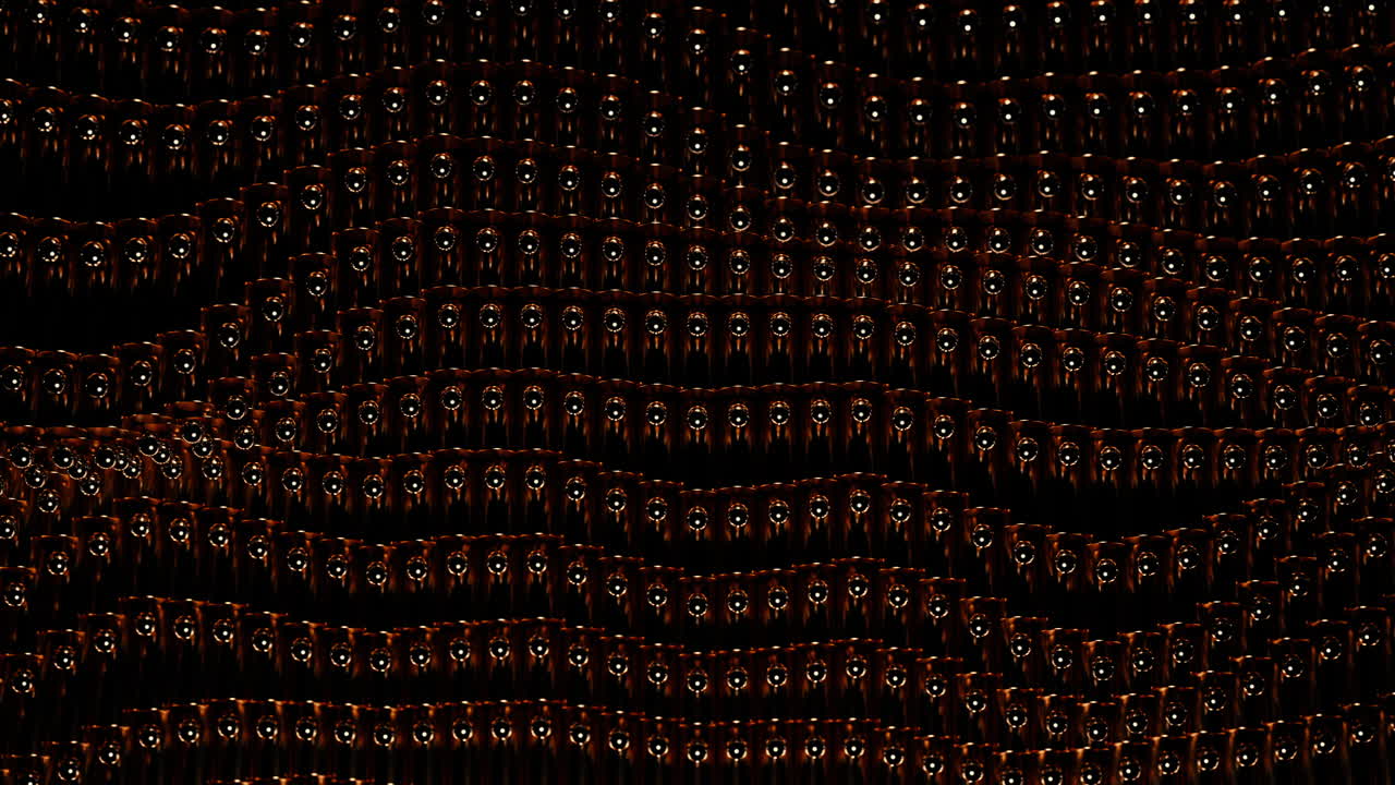 Seamless Loop of Waving Metallic Bullet Cartridges