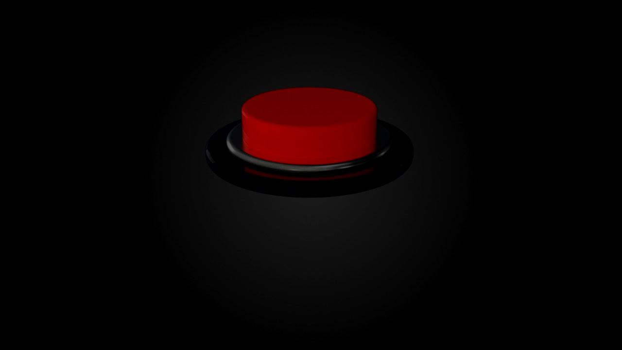 Red round push button bordered by a metallic ring - object for design, 3d rendering backdrop