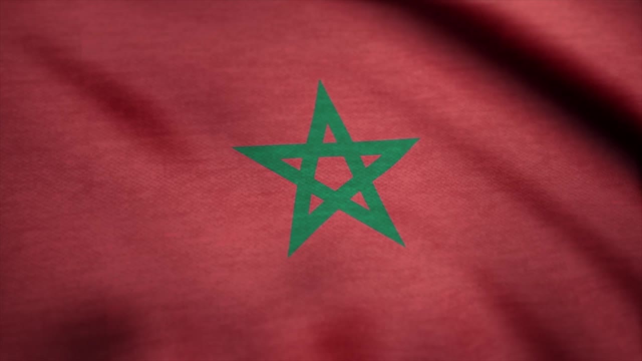 Morocco flag waving animation. Flag of Morocco on wind
