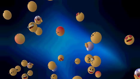animation of emoji icons floating on blue background