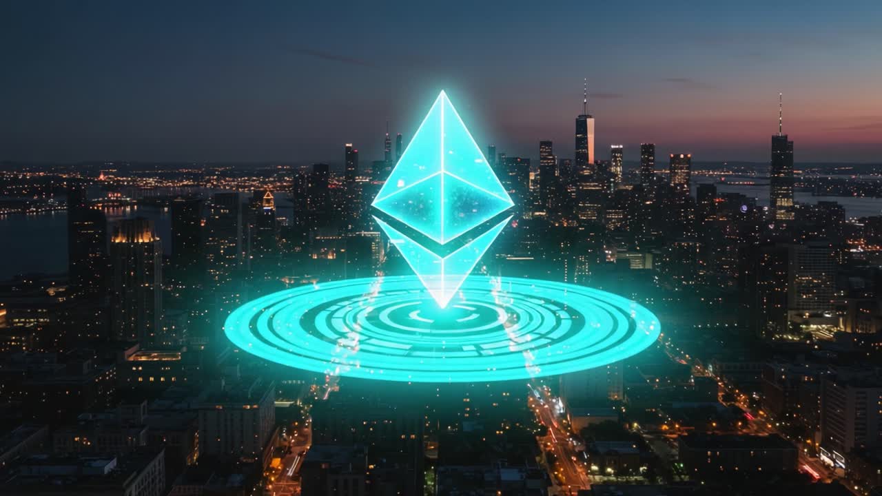 A Futuristic Vision of Ethereum Illuminating a Modern City Skyline at Dusk, Symbolizing the Intersection of Cryptocurrency and Digital Innovation
