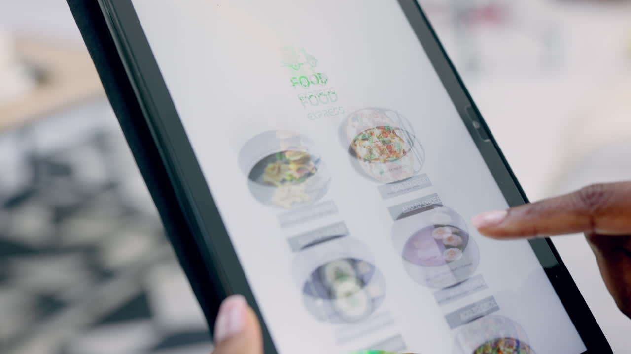 tableta, pantalla y menú de desplazamiento manual