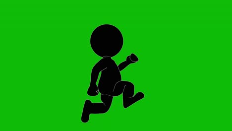 silhouette of an outlined stick figure running on green screen side view