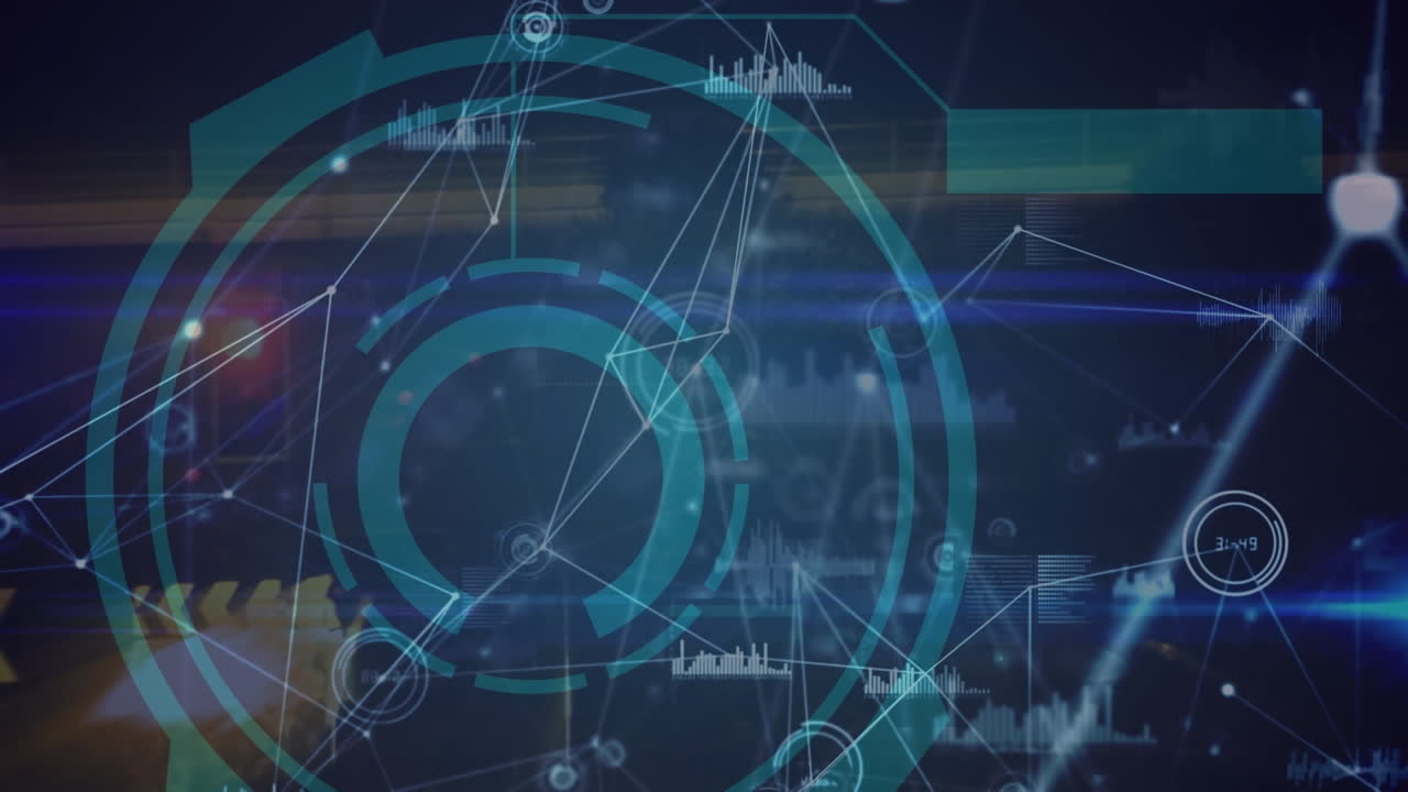 Animation of network of connections over fast traffic and globe