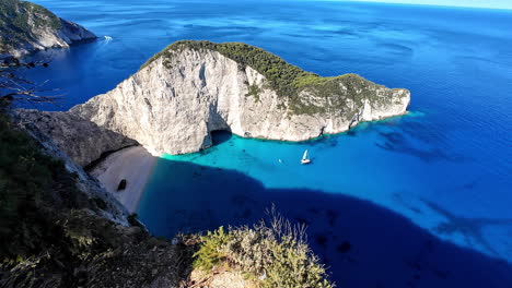 stunning aerial view of navagio beach (shipwreck beach) in zakynthos, greece