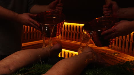 traditional foot bath therapy in a sauna