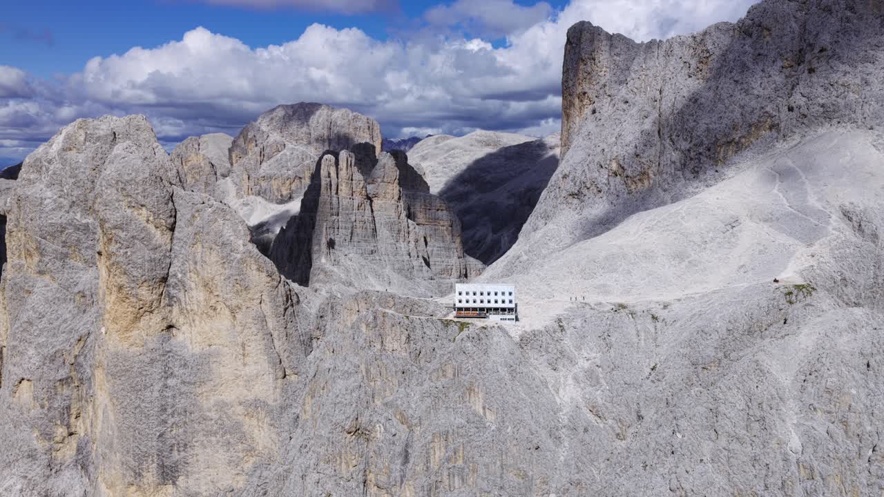Aerial View of a Building on a Mountain