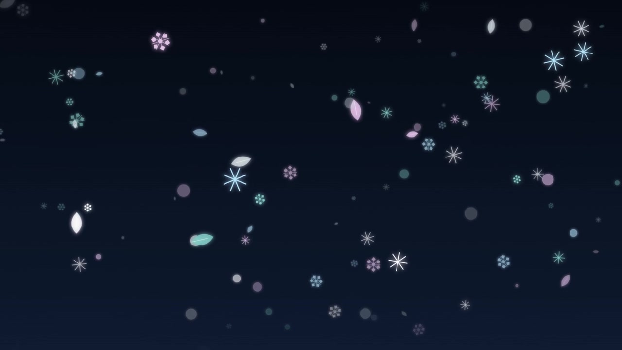 Animated Falling Snowflakes and Petals on Dark Background