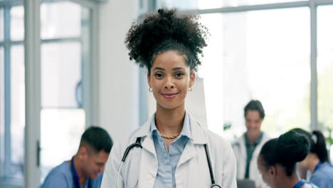 happy woman, doctor and leadership in meeting