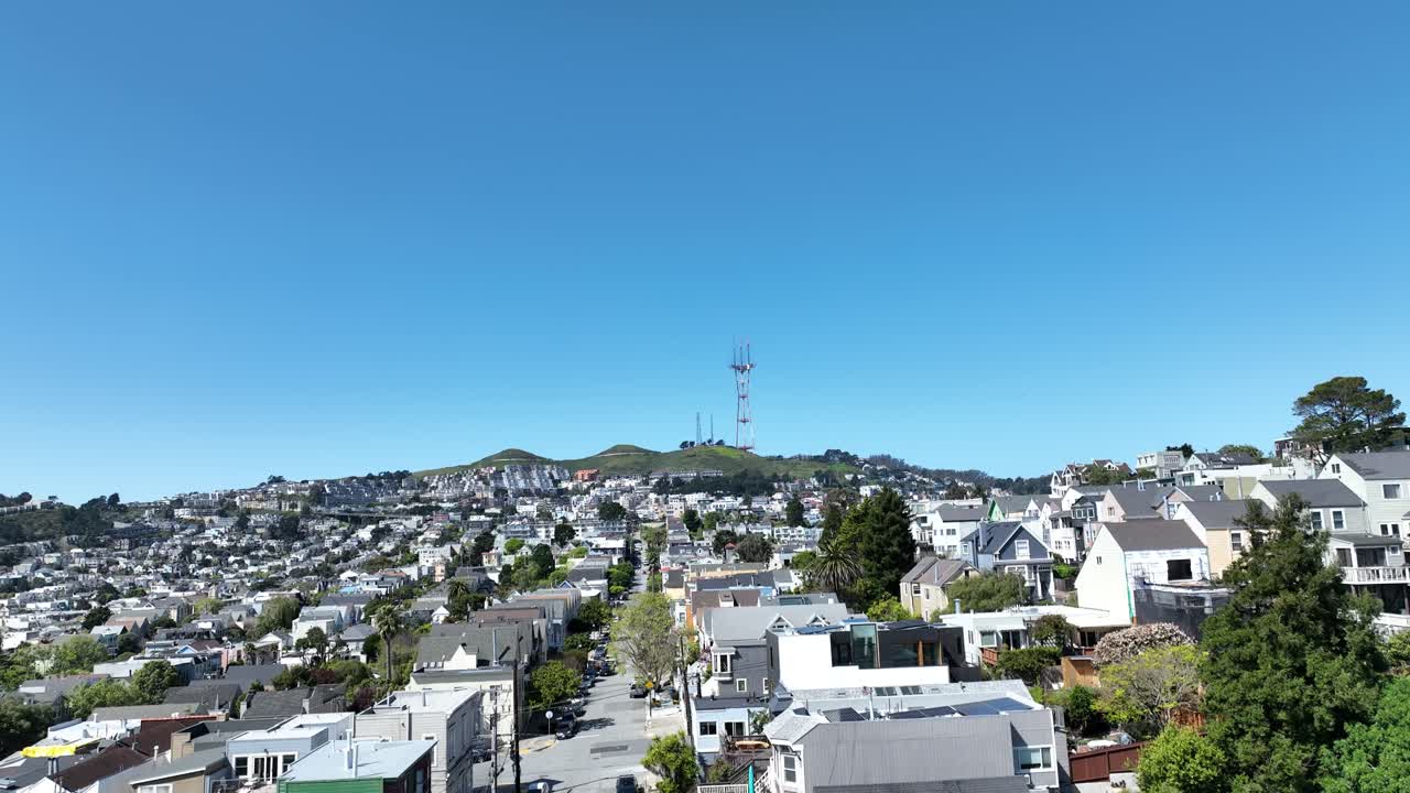 San Francisco Noe Valley Homes with Sutro Tower and Twin Peaks in Background