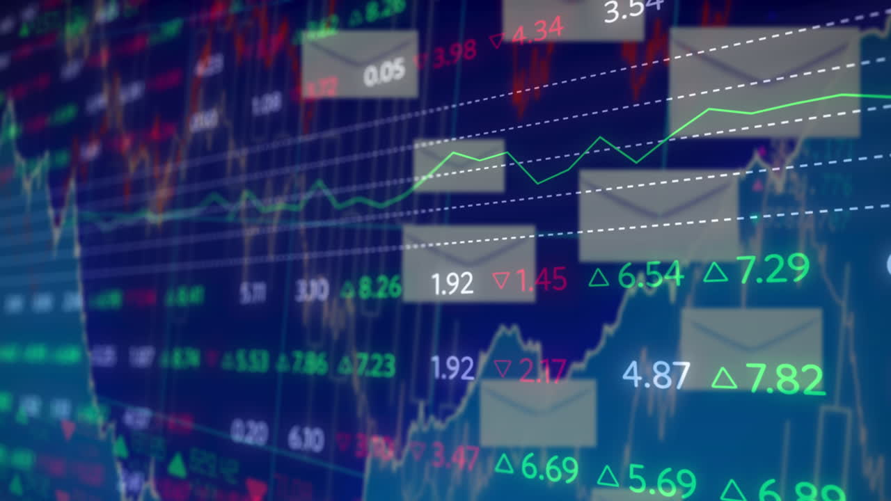 Animation of data processing on blue background