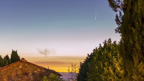 4k timelapse of the neowise comet in the countryside