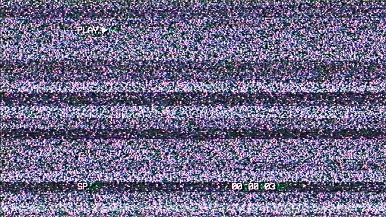 VHS Static Noise with Play Indicator and Timecode